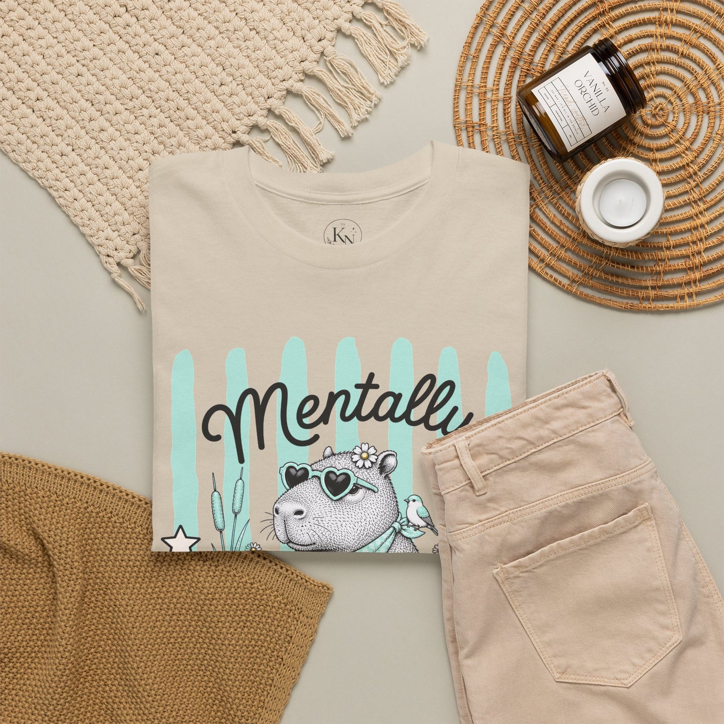 Mentally Floating Retro Capybara Graphic Tee