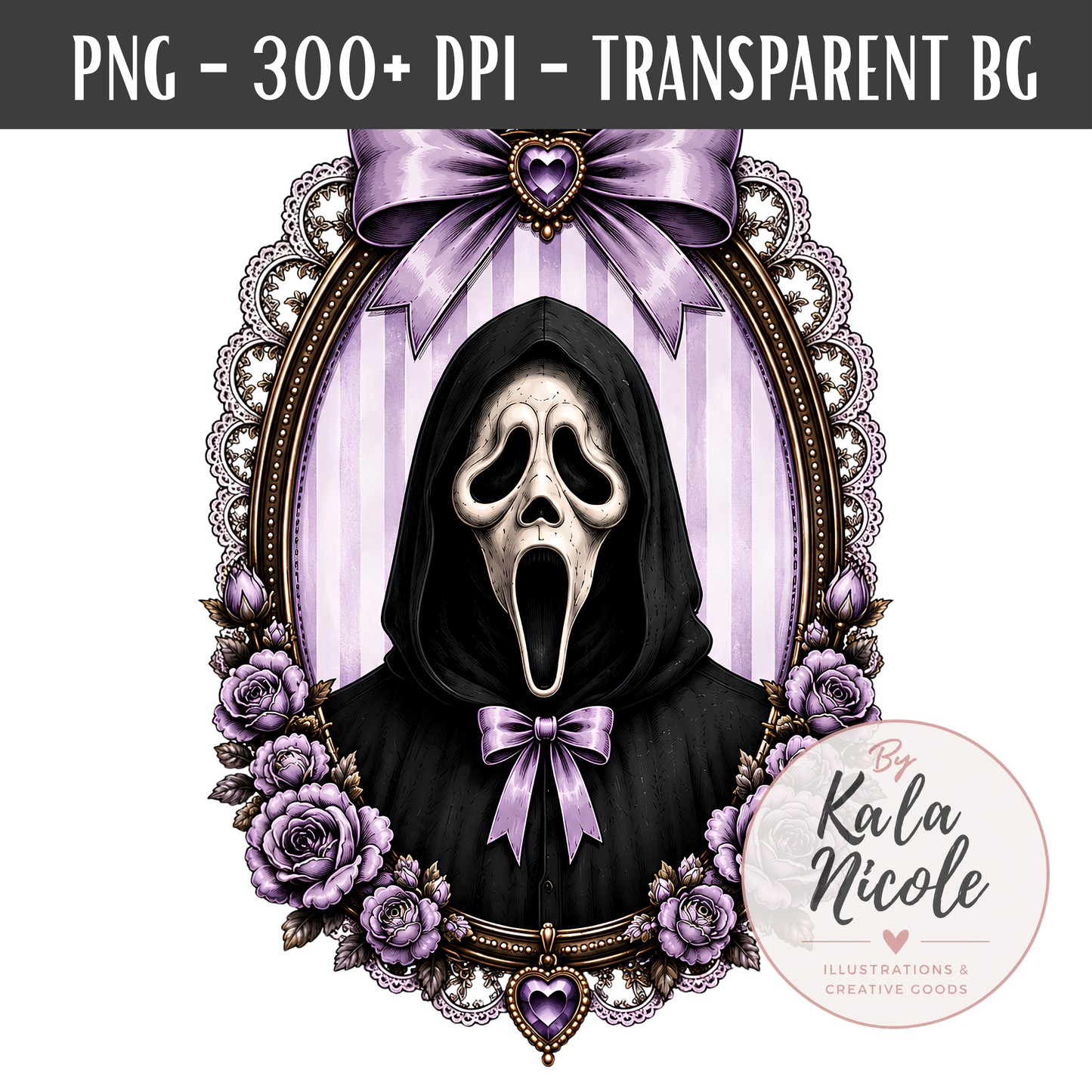 Coquette Horror Portrait PNG | Ghostface Slasher