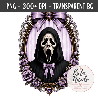 Coquette Horror Portrait PNG | Ghostface Slasher