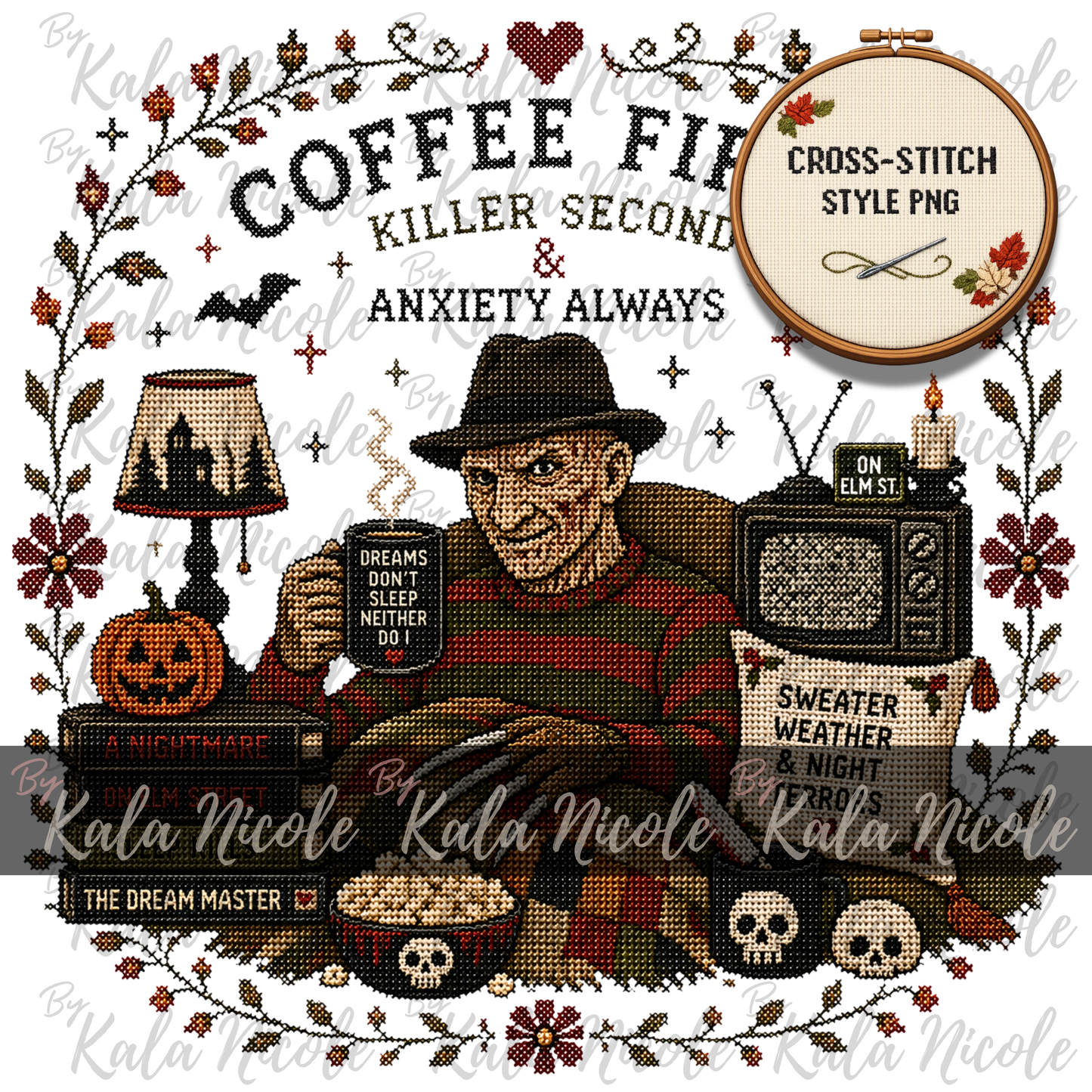 Horror Movie Cross-Stitch PNG | Freddy