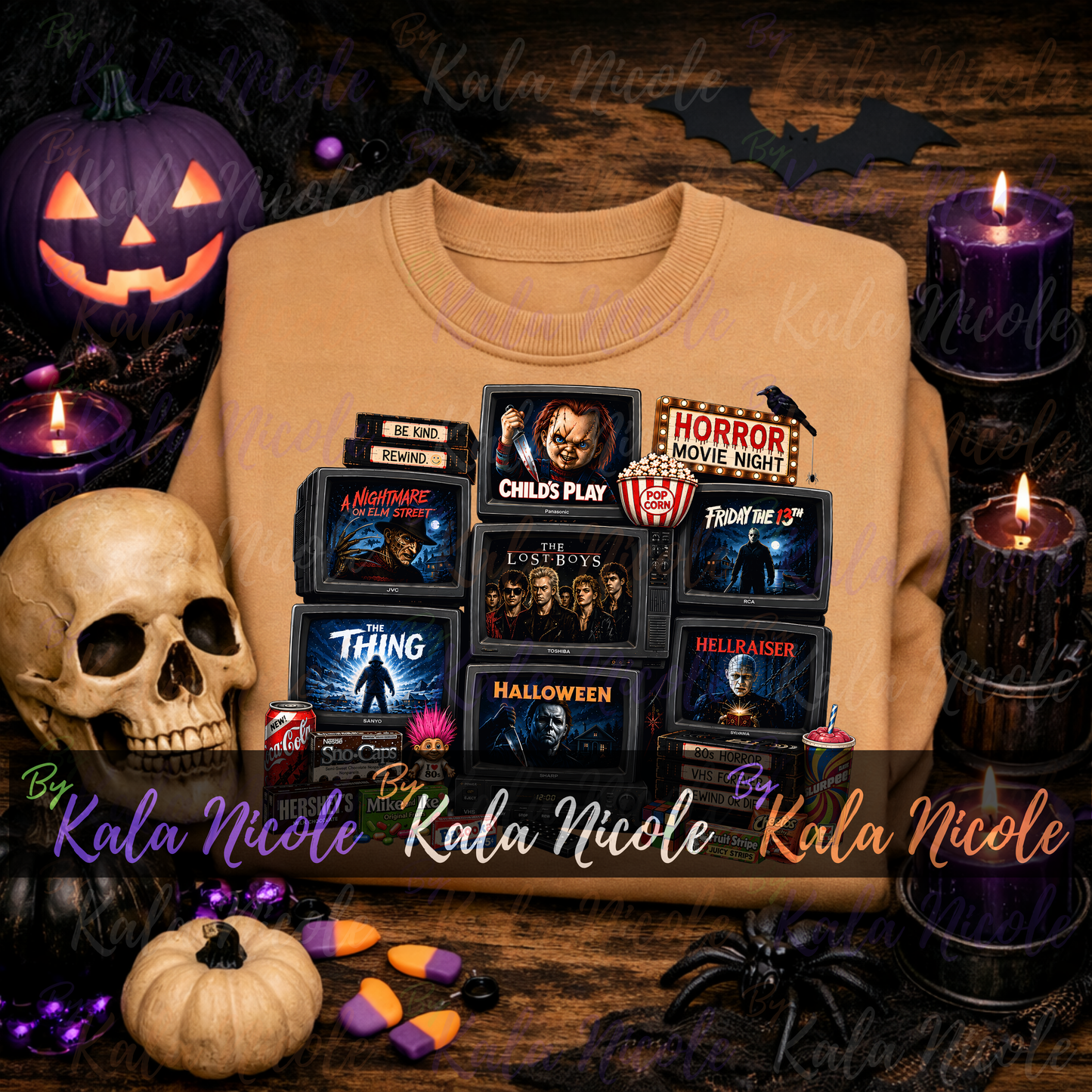 Horror Movie Night 80s PNG | Trendy Halloween PNG | Horror Movie Clipart (Digital Download)