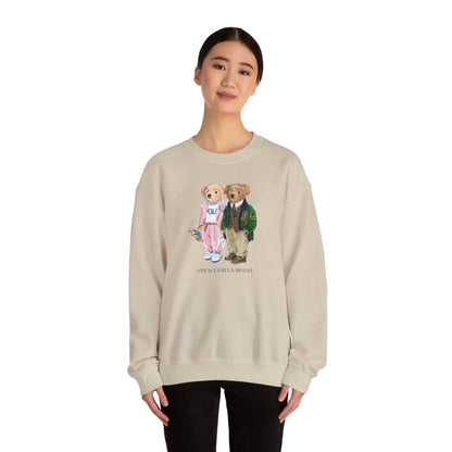 Personalized Couples Crewneck Sweatshirt — Custom Bear Illustration | Gift for Him & Her