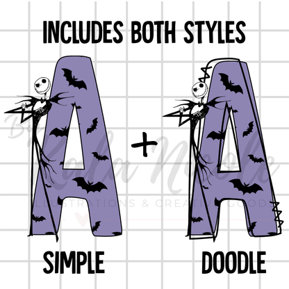 Nightmare Before Christmas Alphabet PNG Bundle | ABC