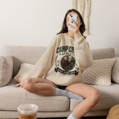 Camp Crystal College Crewneck Sweatshirt – Retro Horror School Logo