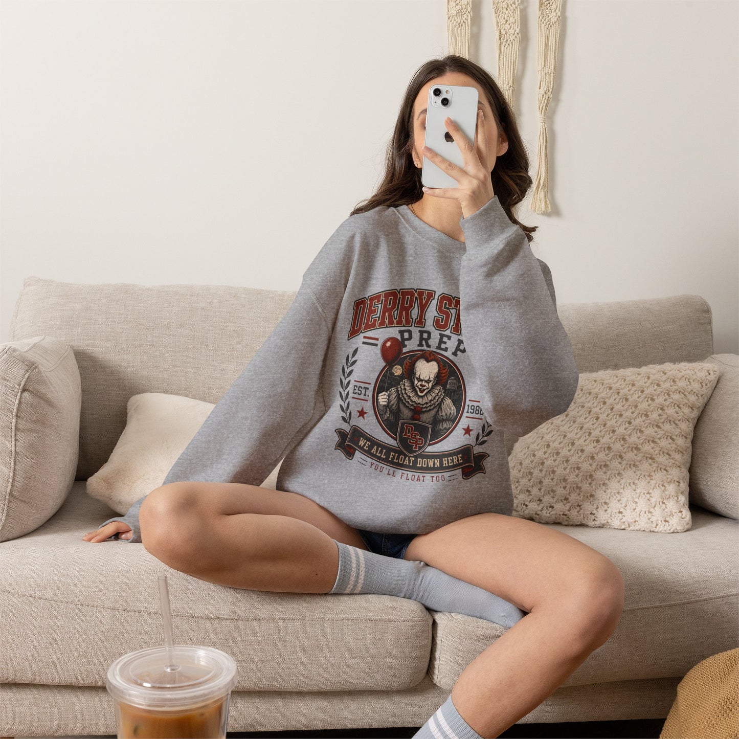 Derry Street Prep Crewneck Sweatshirt – Retro Horror School Logo