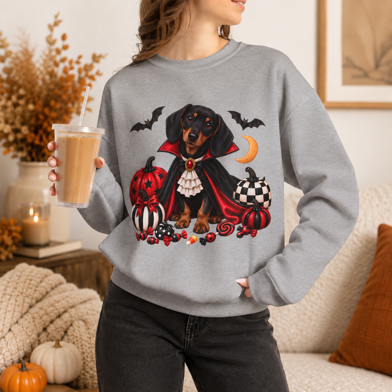Dachshund Vampire Halloween Sweatshirt