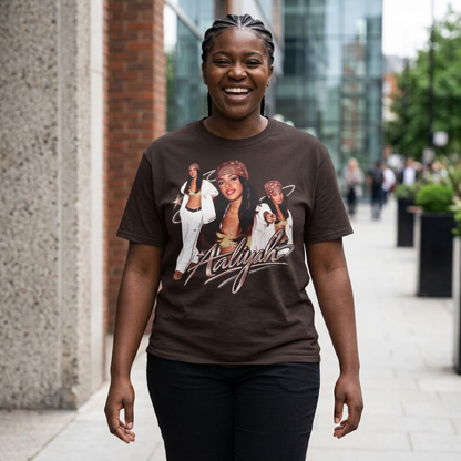 Aaliyah Tribute T-Shirt — Vintage 90s R&B Bandana Graphic Tee