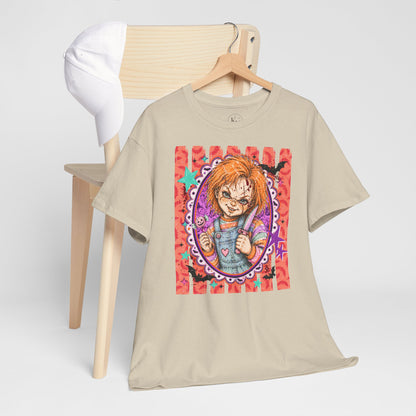 Chucky Portrait Tee — Colorful Spooky Horror Shirt