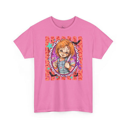 Chucky Portrait Tee — Colorful Spooky Horror Shirt