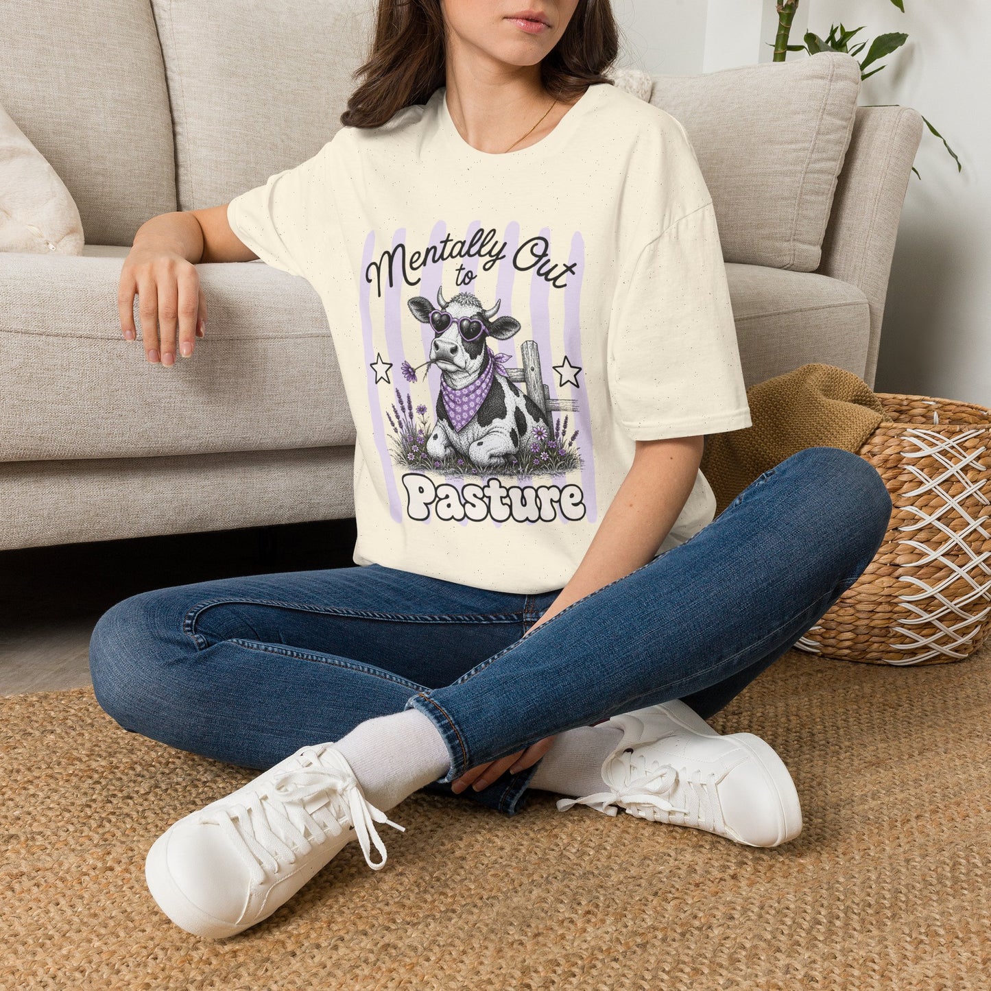 'Mentally Out to Pasture' Cow Graphic Tee