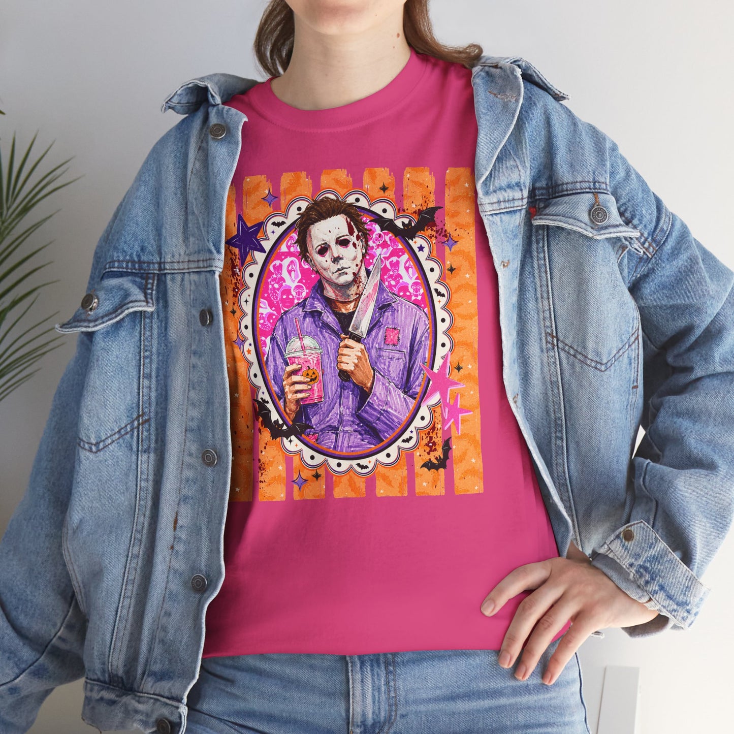 Halloween Michael Myers Portrait Tee — Colorful Spooky Horror Shirt
