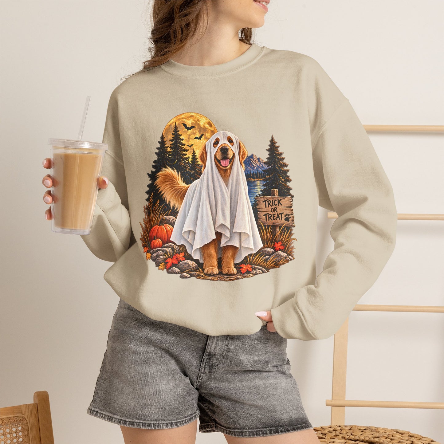 Golden Retriever Ghost Halloween Sweatshirt