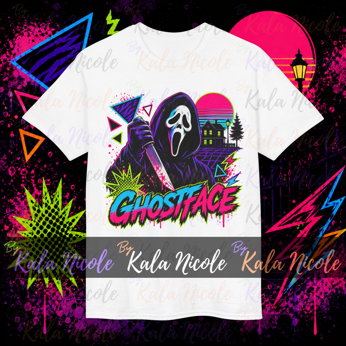 80s Neon Horror PNG | Ghost Mask Slasher PNG