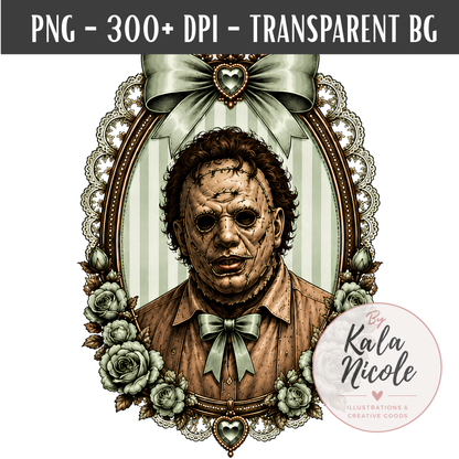 Coquette Horror Portrait PNG | Chainsaw Slasher