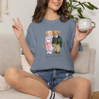 Personalized Couples T-Shirt — Custom Teddy Bear Graphic Tee | Gift for Him & Her