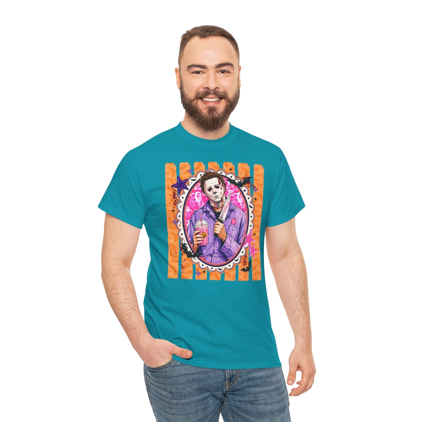 Halloween Michael Myers Portrait Tee — Colorful Spooky Horror Shirt