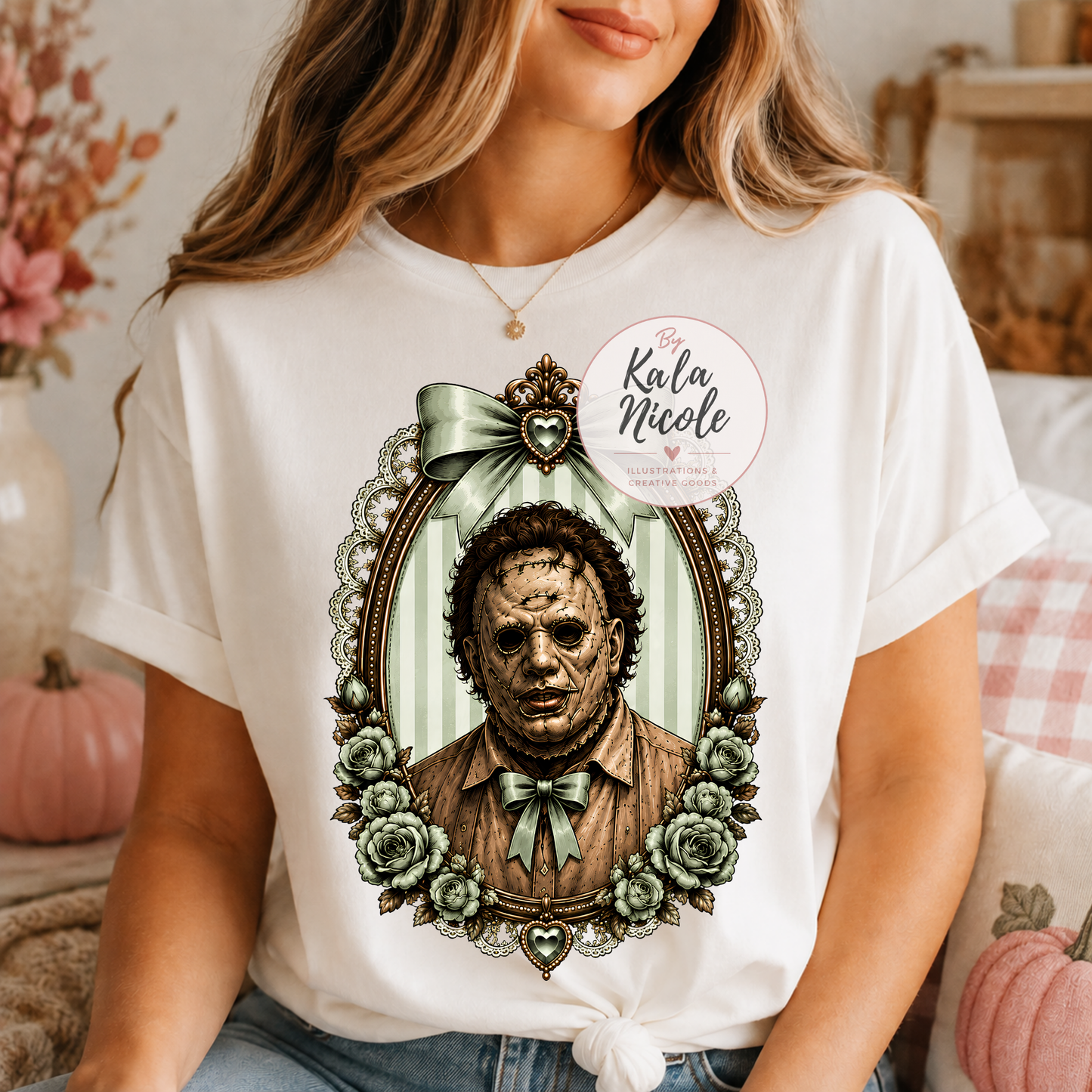 Coquette Horror Portrait PNG | Chainsaw Slasher