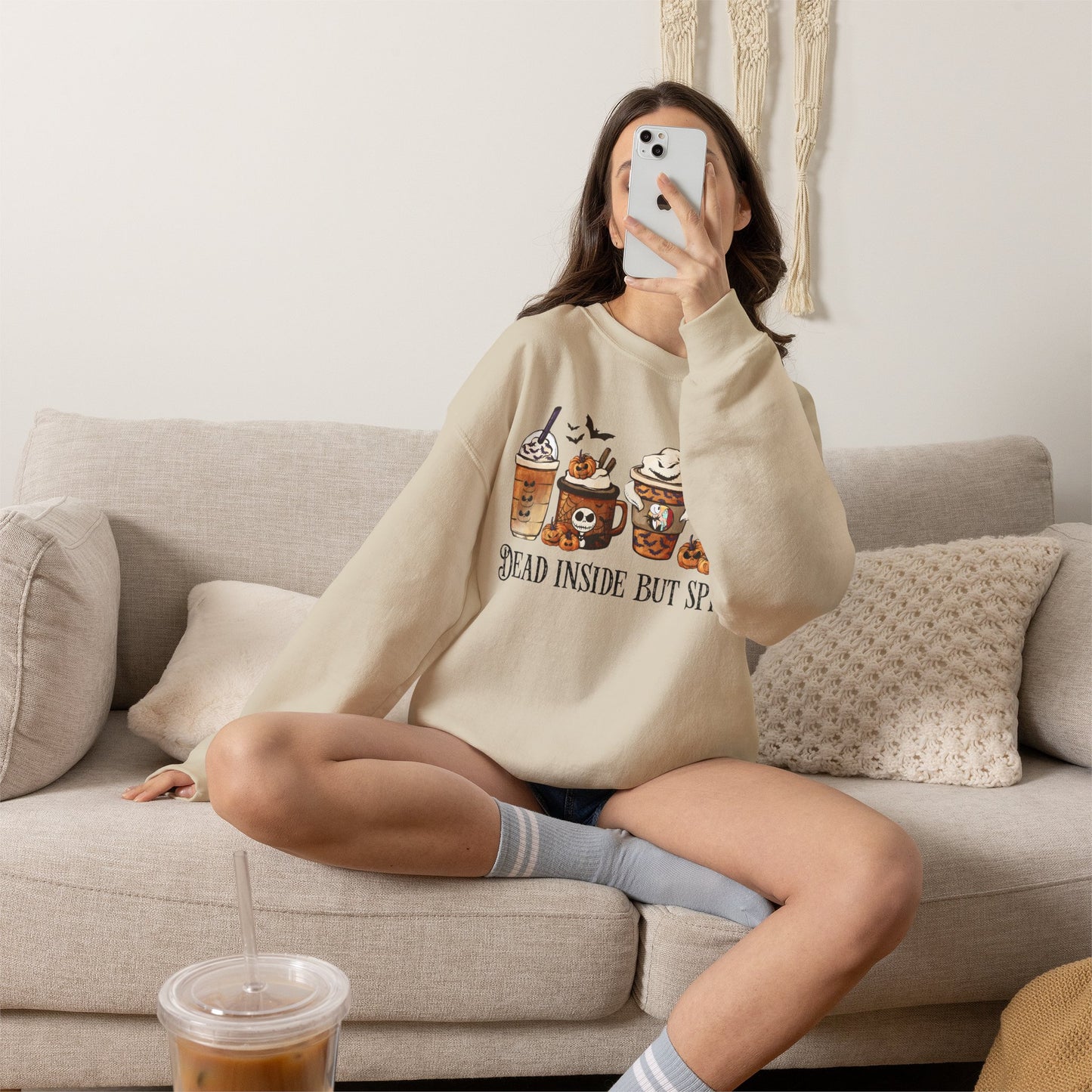 Dead Inside But Spiced Pumpkin Spice Latte Crewneck