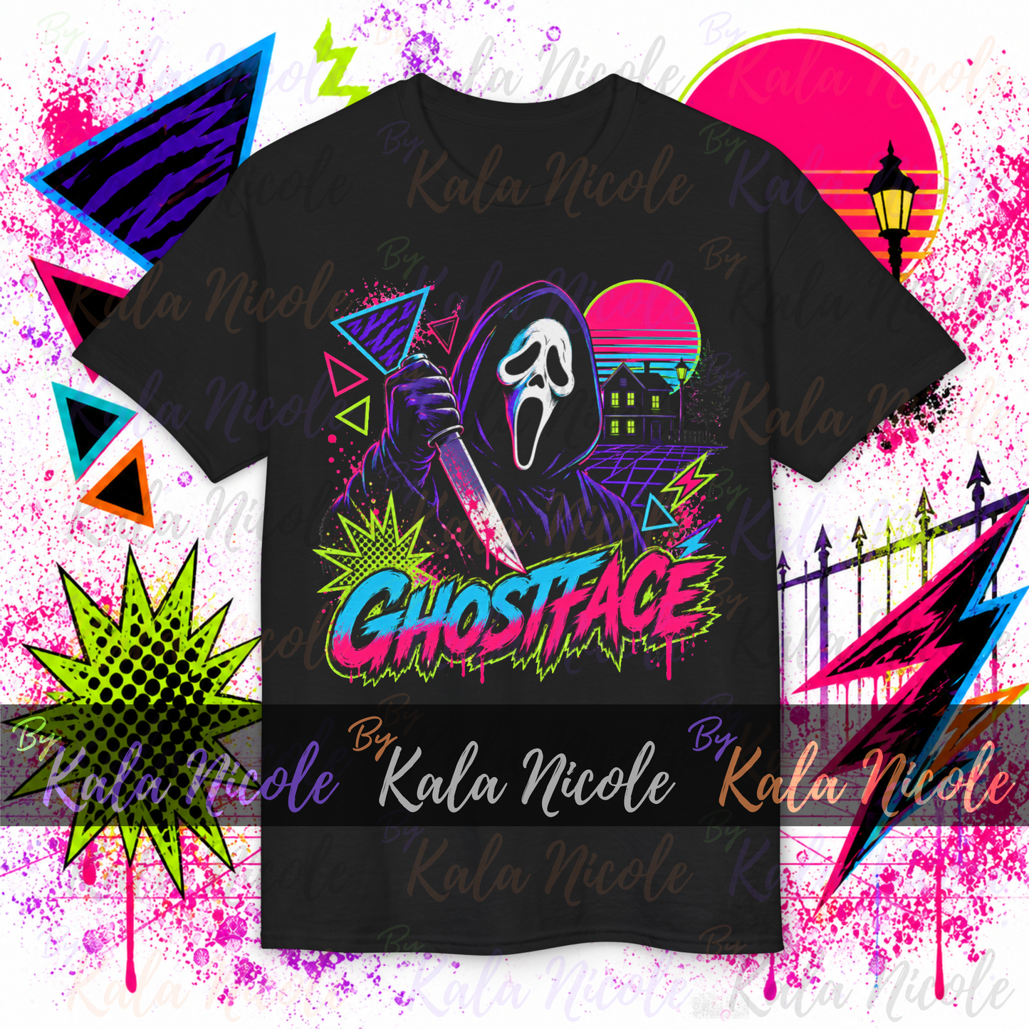 80s Neon Horror PNG | Ghost Mask Slasher PNG