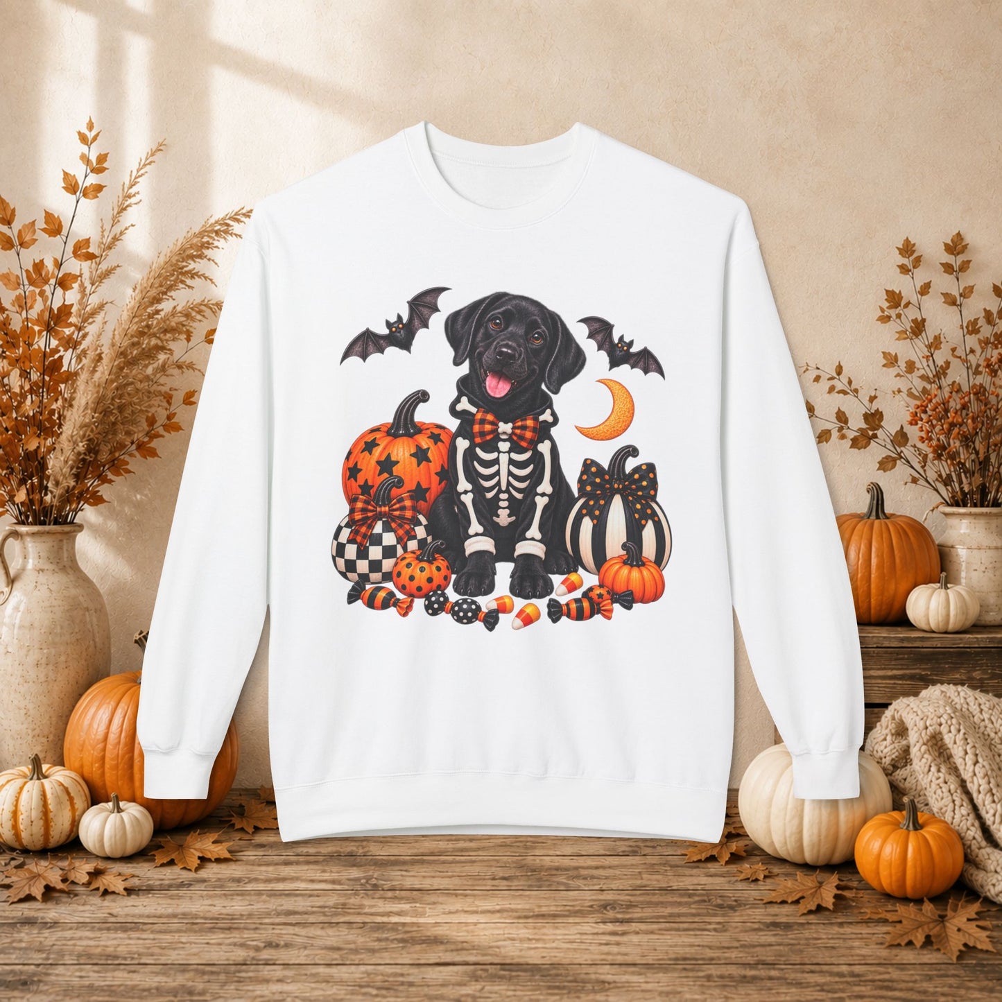 Black Lab Skeleton Halloween Sweatshirt