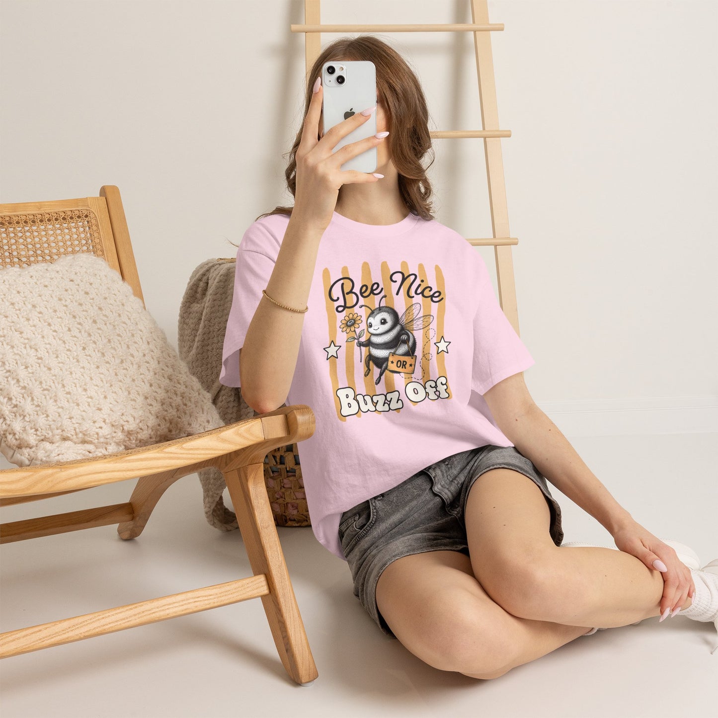 Bee Nice or Buzz Off Retro Bee Graphic Tee