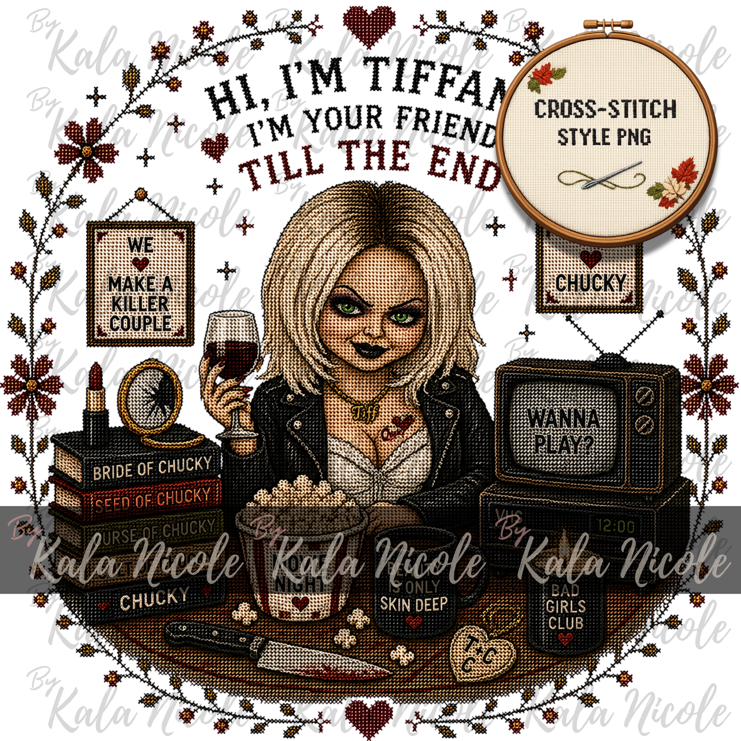 Horror Movie Cross-Stitch PNG | Bride of Chucky