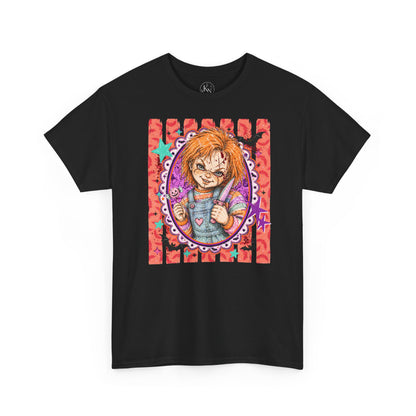 Chucky Portrait Tee — Colorful Spooky Horror Shirt