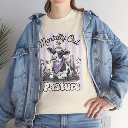 Mentally Out to Pasture Retro Cow Graphic Tee
