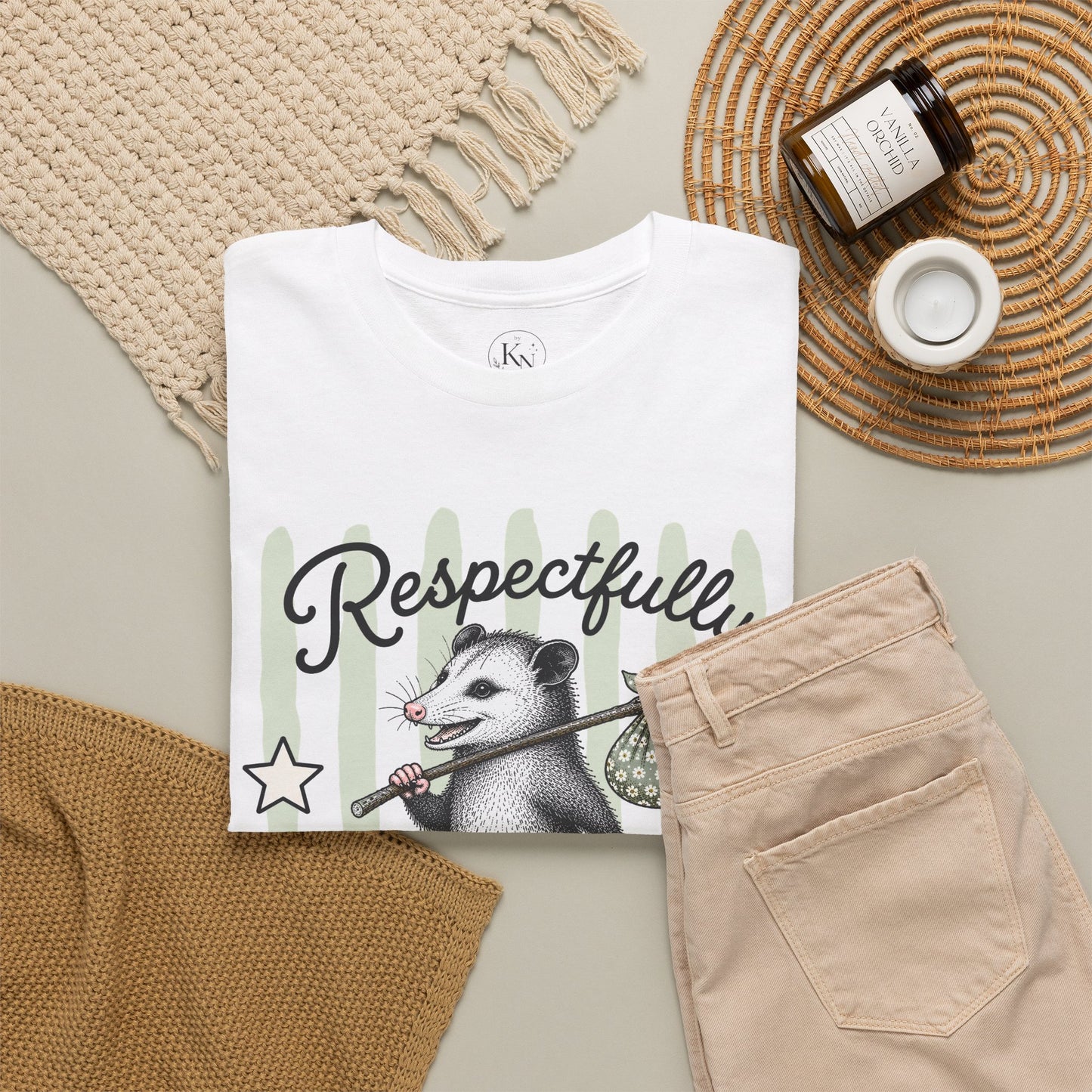 Respectfully Feral Retro Possum Graphic Tee