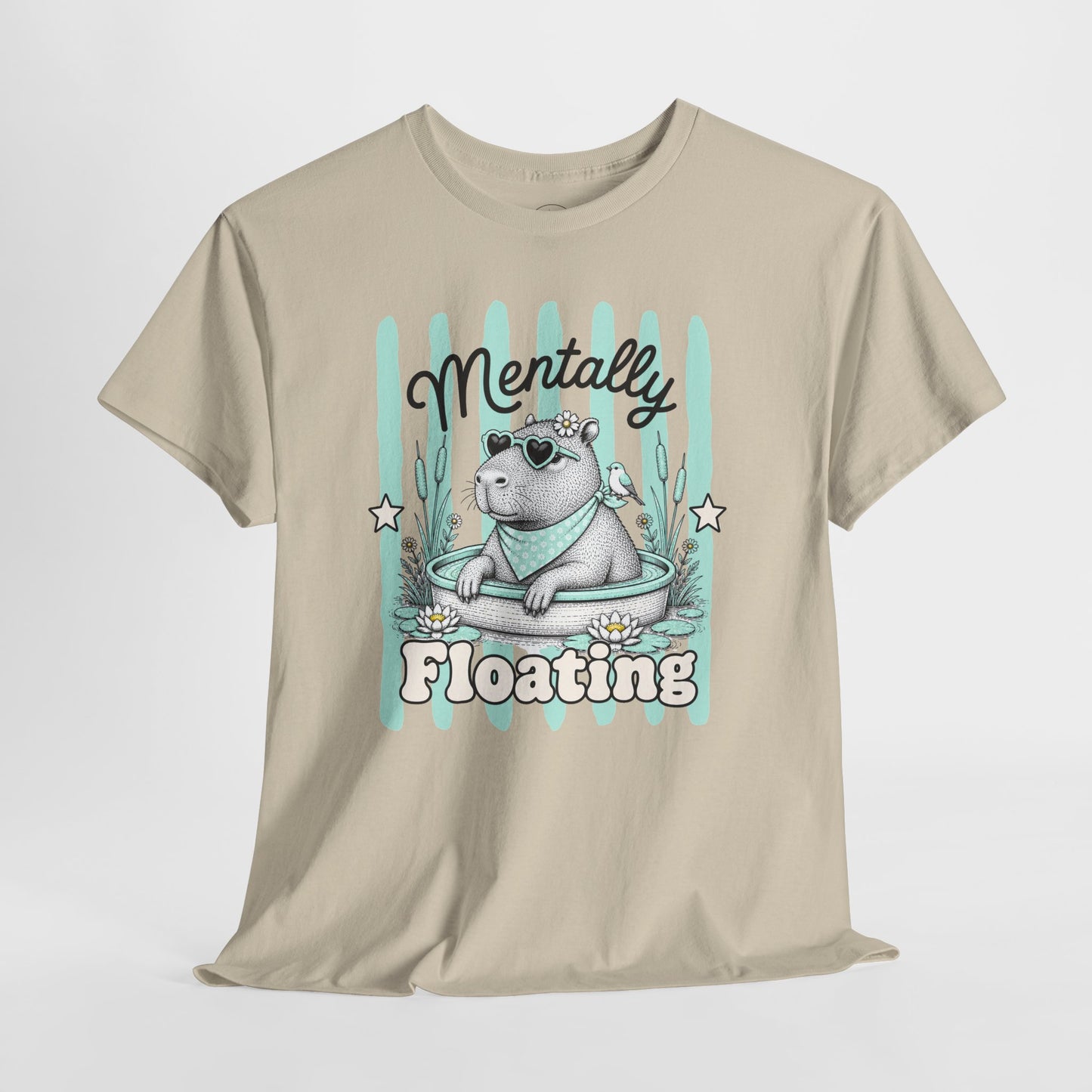 Mentally Floating Retro Capybara Graphic Tee