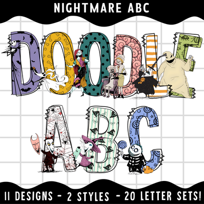 Nightmare Before Christmas Alphabet PNG Bundle | ABC
