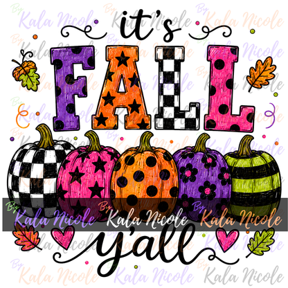 It's Fall Y'all PNG Bundle | Trendy Fall PNG | Cute Pumpkin Clipart (Digital Download)