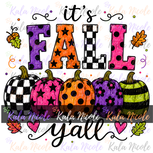 It's Fall Y'all PNG Bundle | Trendy Fall PNG | Cute Pumpkin Clipart (Digital Download)