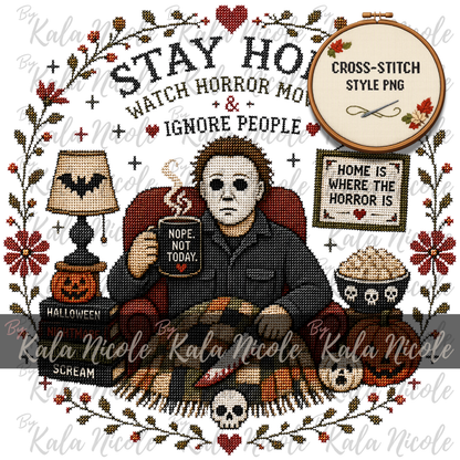 Horror Movie Cross-Stitch PNG | Michael Myers Stay Home