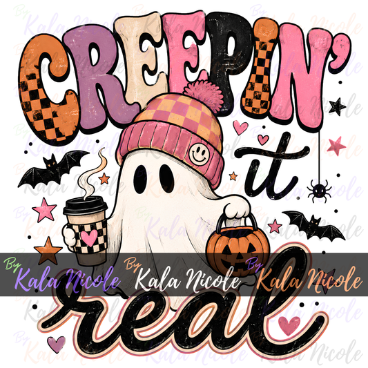 Creepin' It Real PNG | Trendy Halloween PNG | Fall PNG | Cute Ghost Clipart (Digital Download)