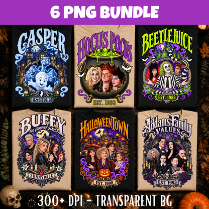 90s Spooky Movie Nostalgia PNG Bundle