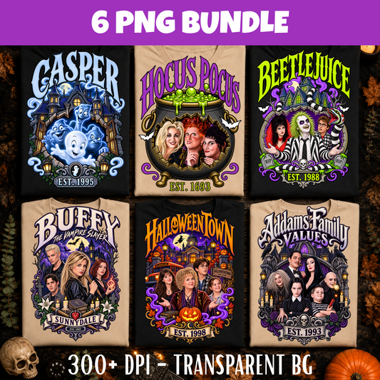 90s Spooky Movie Nostalgia PNG Bundle