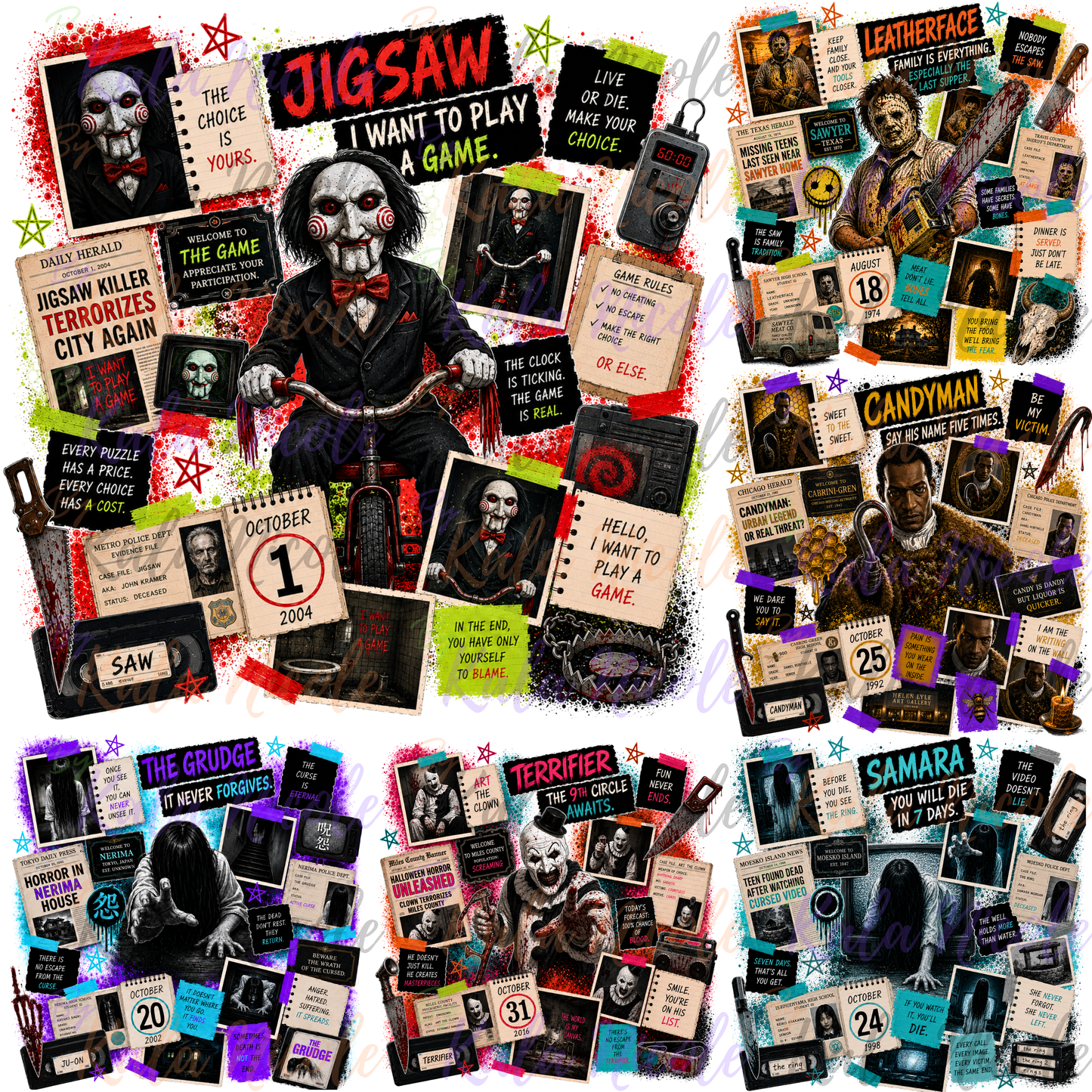 Horror Collage PNG Bundle | 12 Designs