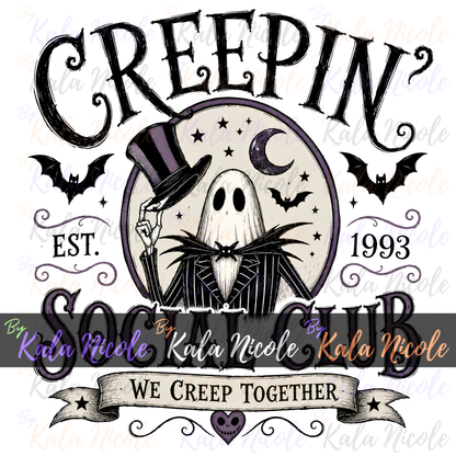 Creepin' Social Club PNG | Trendy Halloween PNG | Fall PNG | Cute Ghost Clipart (Digital Download)