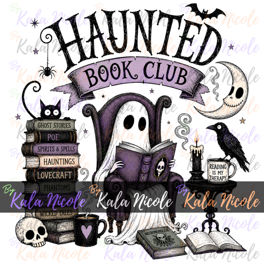 Haunted Book Club PNG | Trendy Halloween PNG | Fall PNG | Cute Ghost Clipart (Digital Download)