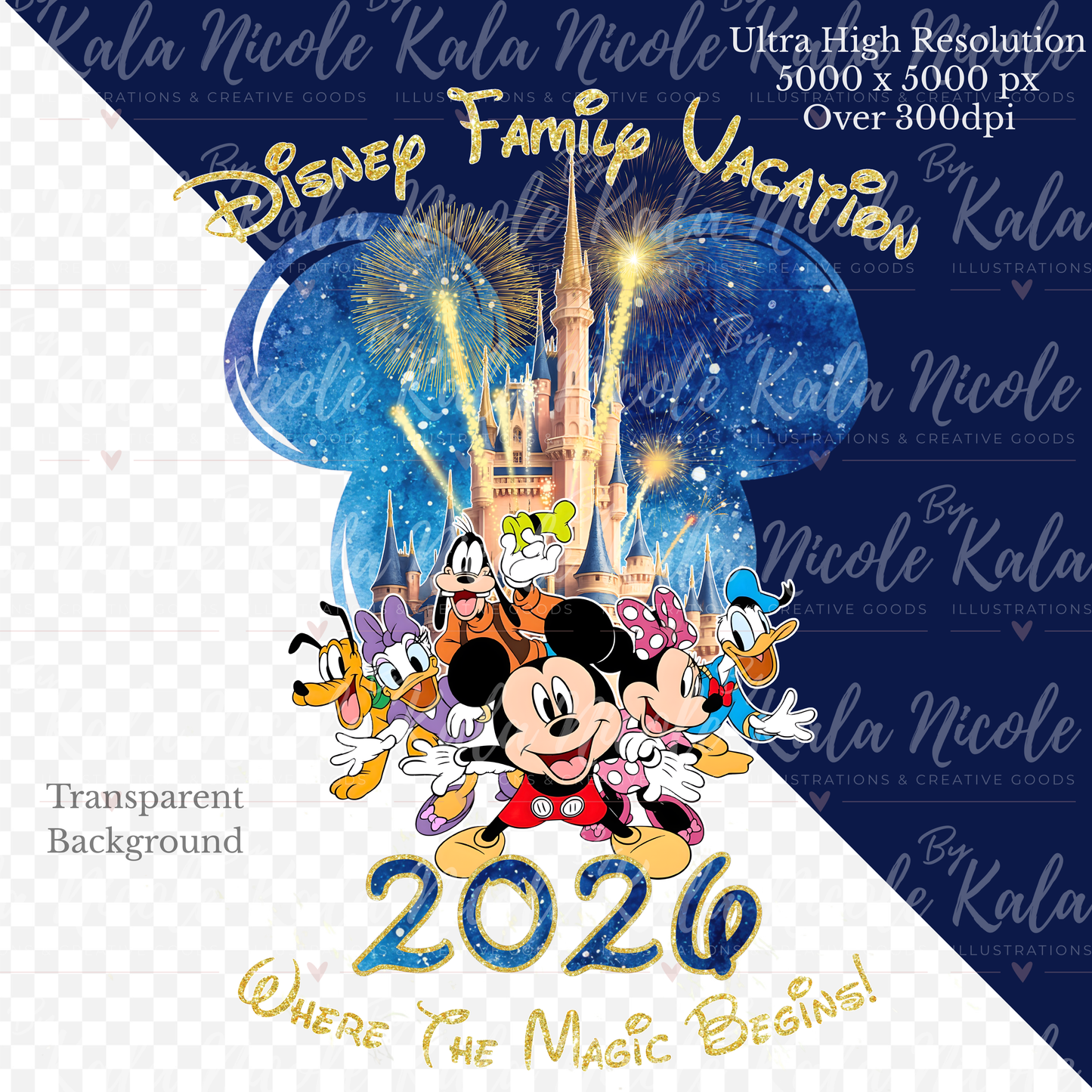 2026 Disney Family Vacation PNG | Mickey Mouse & Friends