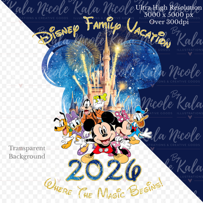 2026 Disney Family Vacation PNG | Mickey Mouse & Friends