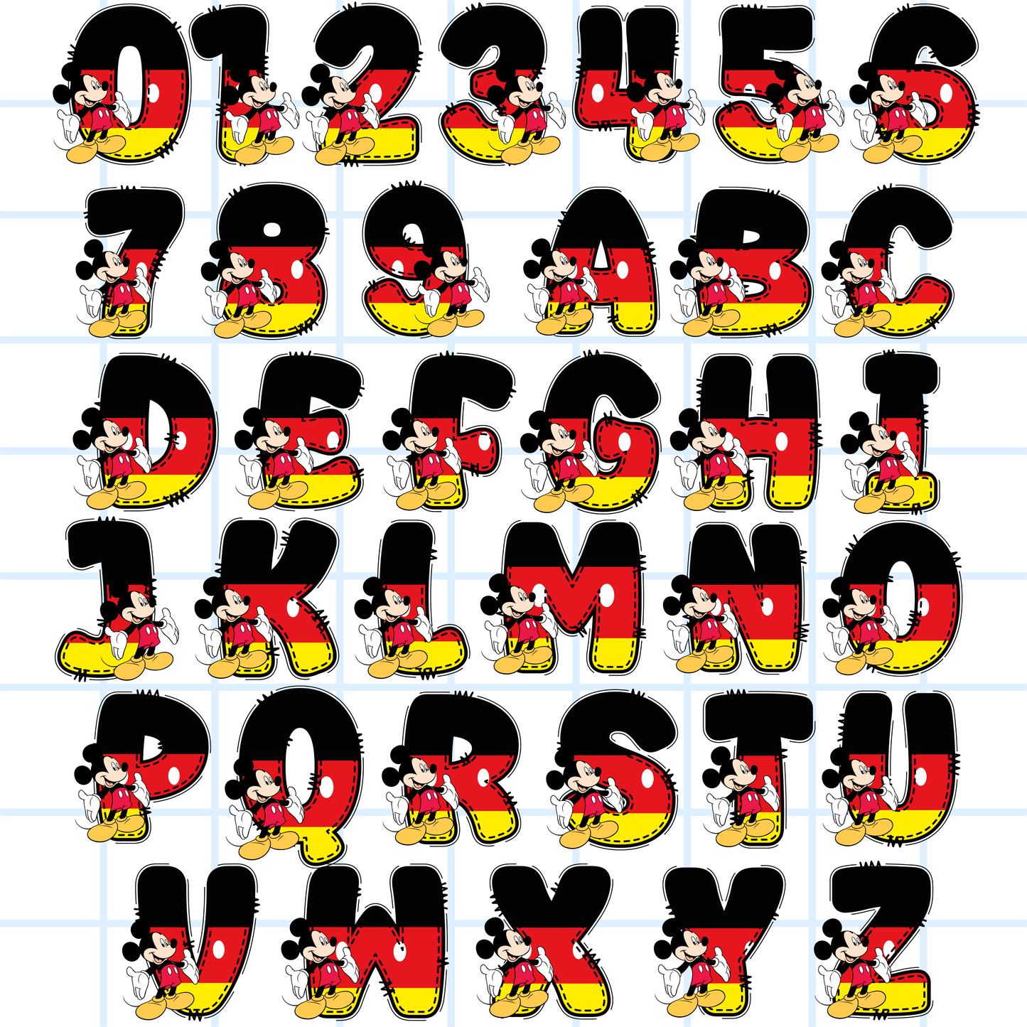 Mickey & Friends Alphabet PNG Bundle | ABC 123