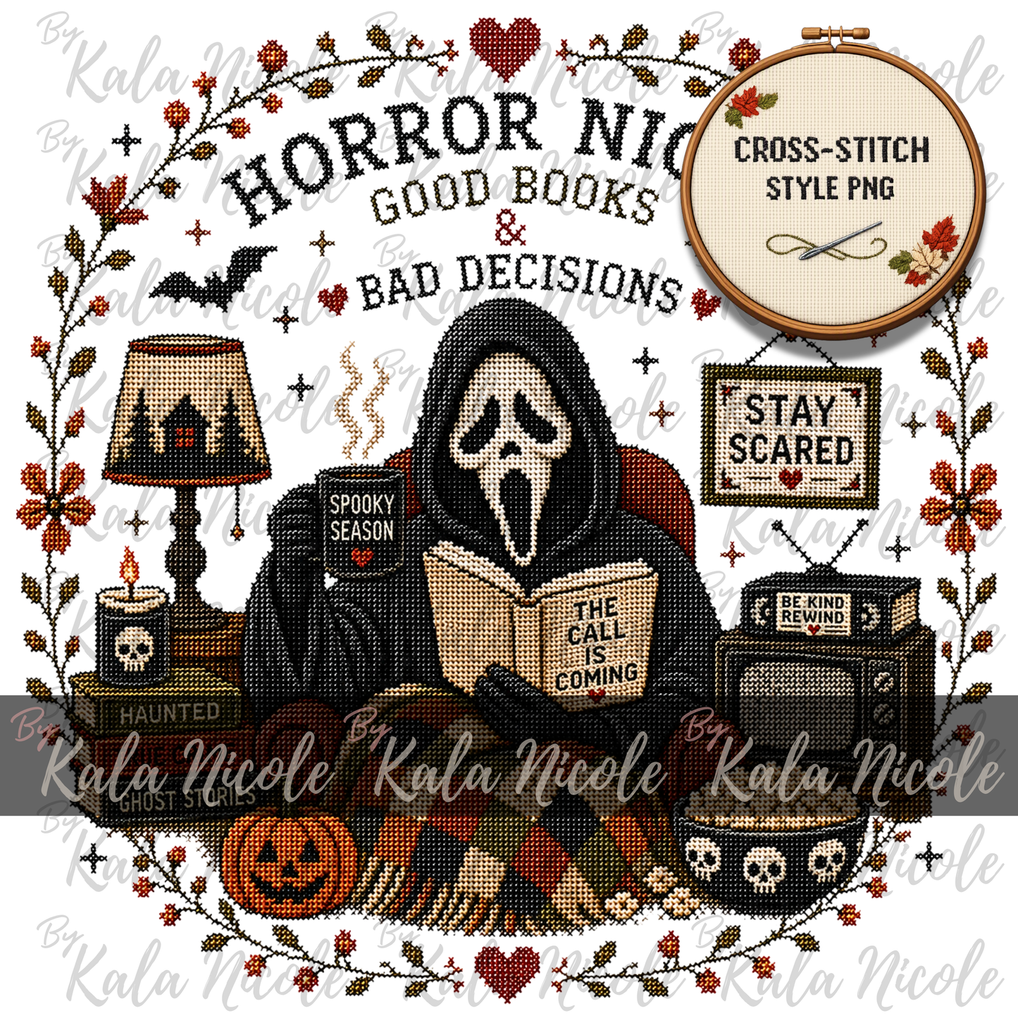 Horror Movie Cross-Stitch PNG | Ghostface