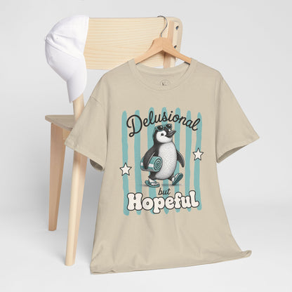 Delusional But Hopeful Retro Penguin Graphic Tee