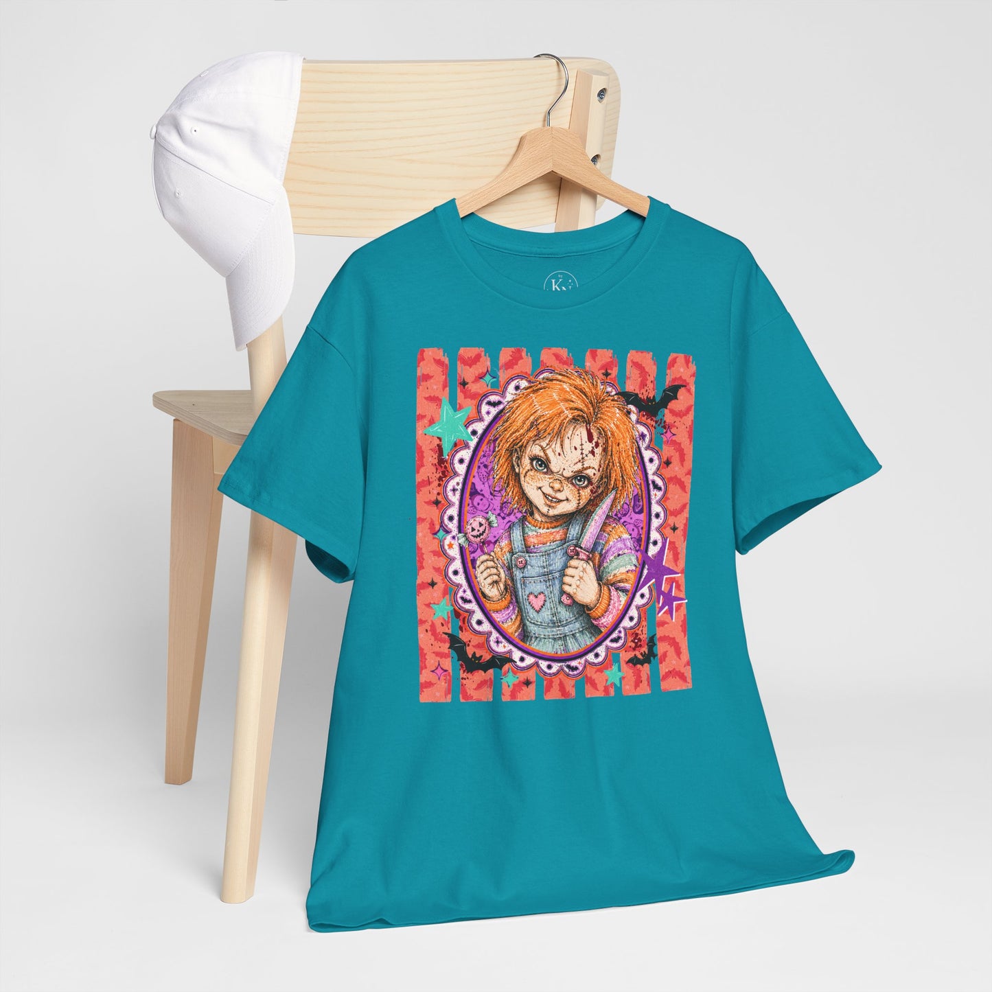 Chucky Portrait Tee — Colorful Spooky Horror Shirt