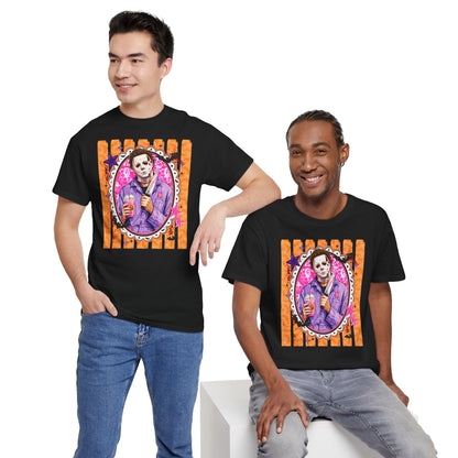 Halloween Michael Myers Portrait Tee — Colorful Spooky Horror Shirt