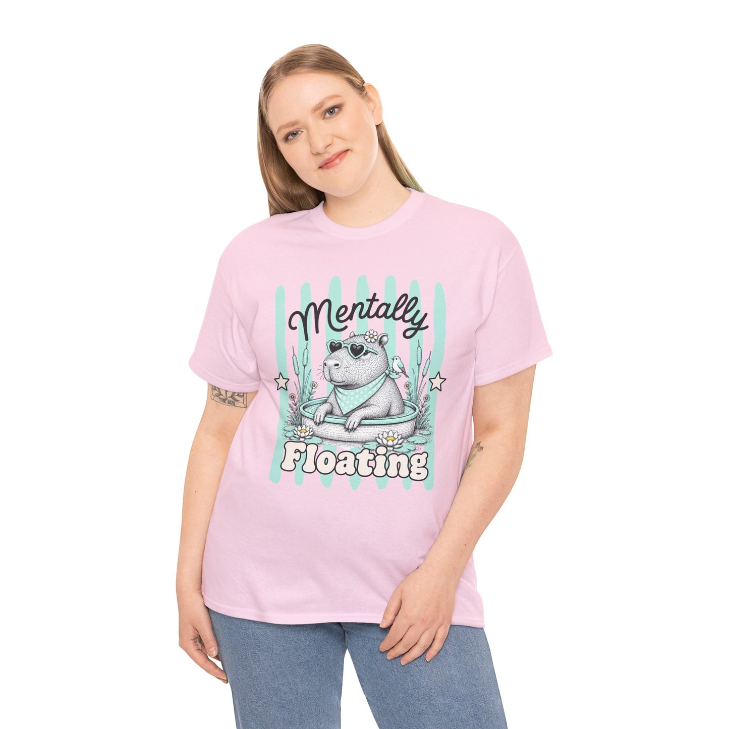 Mentally Floating Retro Capybara Graphic Tee
