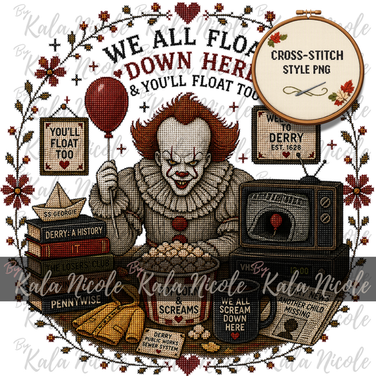 Horror Movie Cross-Stitch PNG | Pennsywise