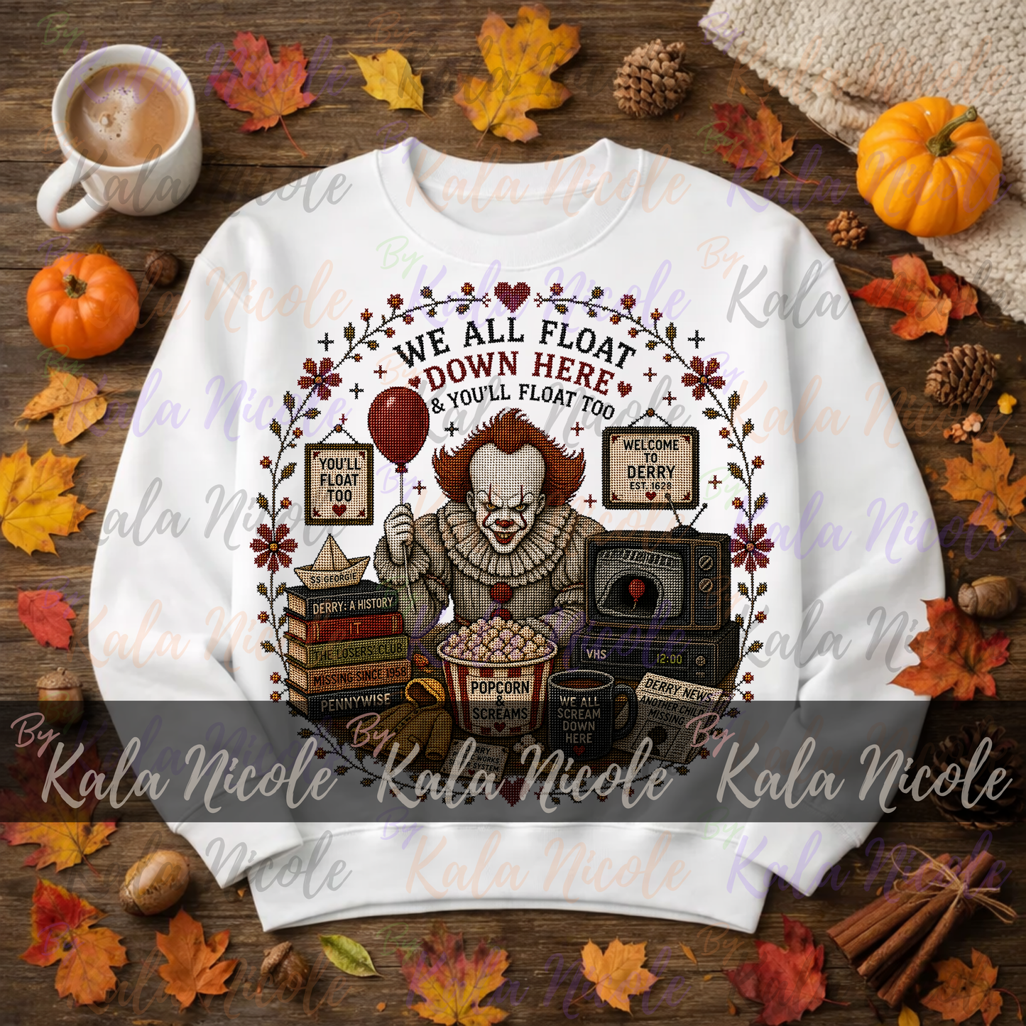 Horror Movie Cross-Stitch PNG | Pennsywise